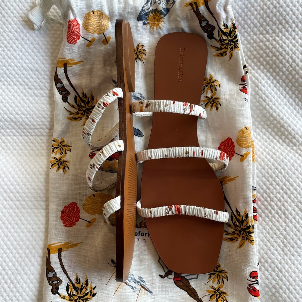 Brand New Reformation Bardia Ruched Strap Sandal